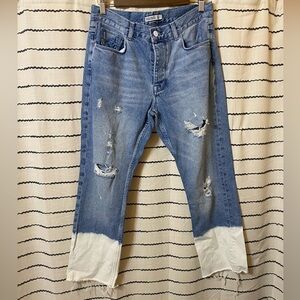 Zara Basic 1975 Denim in Classic Blue with white bottoms